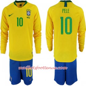 Maillot/Tenue Brésil Pele 10 Enfant Domicile Coupe du monde 2018 Manche Longue